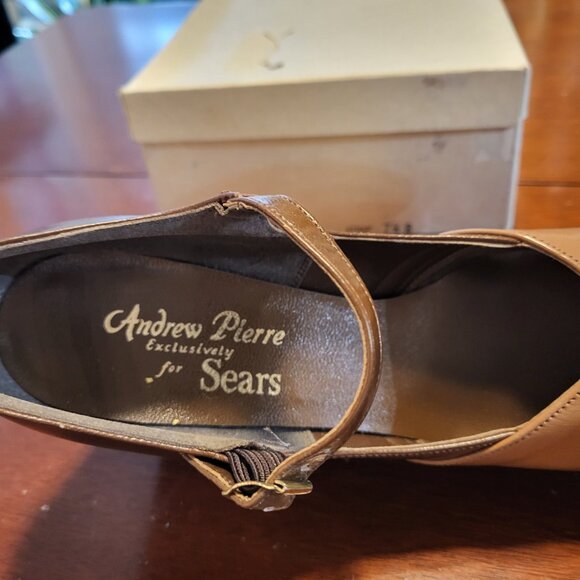 Andrew Pierre Sears Vintage Wedge Shoe Ankle Strap (Fits size 6.5) - Picture 3 of 12